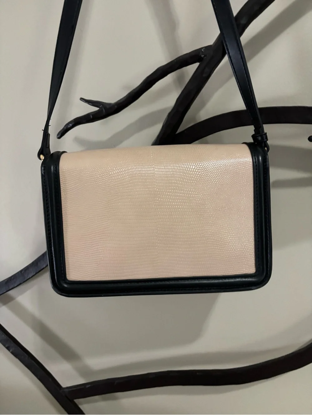 Two-Tone Cream and Black Crossbody Shoulder Bag